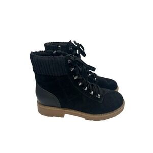 Easy Spirit Ankle Boots Quilted Lace Up‎ Lug Sole Black Size 8.5M